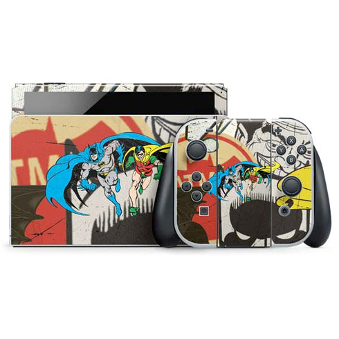 DC Comics Batman and Robin Vintage Action Pose Nintendo Switch OLED (2021) Skin